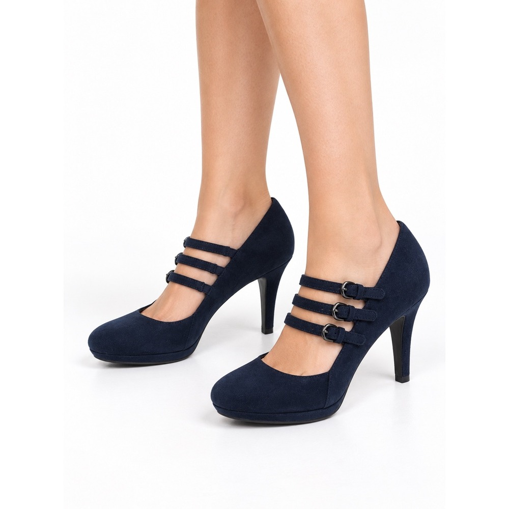 Worthington Vintage Y2K Navy Blue Suede Mary Jane Heels Pumps Women's Size 7M